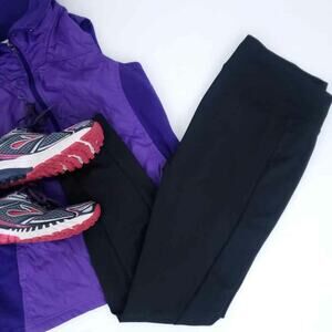 Black Athletic Leggings Full Length Workout Pants Large/XLarge, 27" Inseam